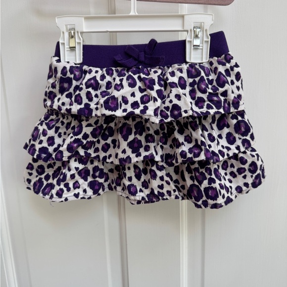 NWOT The Children’s Place 2T Girls Purpel & White Leopard Print Ruffle Skirt - Picture 1 of 6